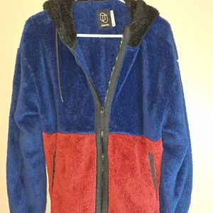 Original Use Blue‎ and Red Fleece Full Zip-Up Jacket With Pockets